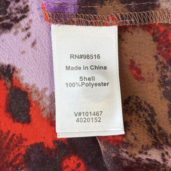 Coldwater Creek Abstract Floral Purple Red Brown Lightweight Blouse Womens 2X - Picture 5 of 6